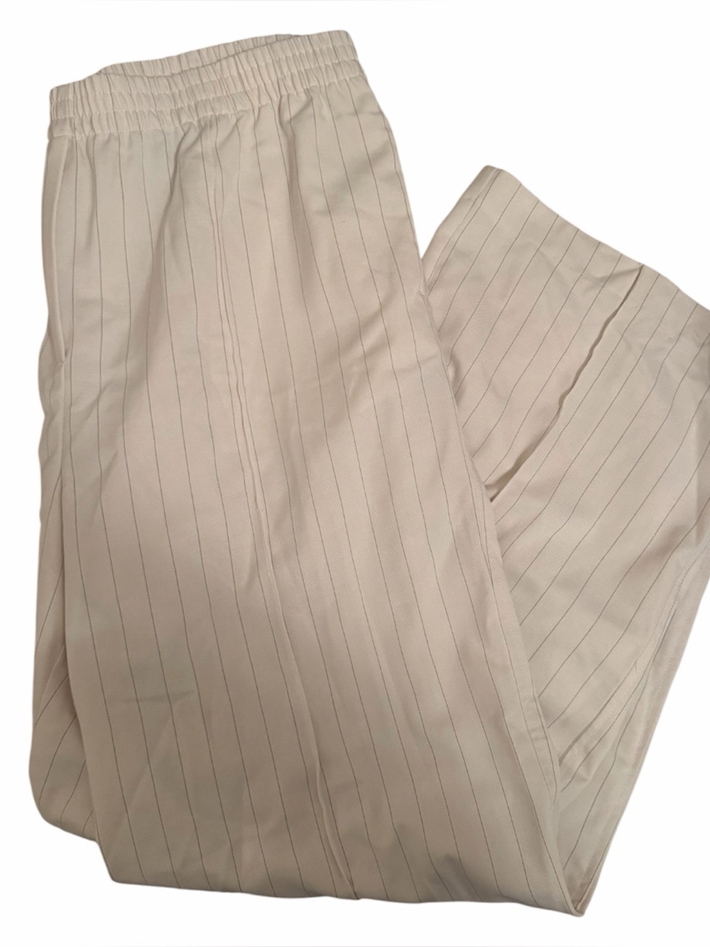Pinstripe Elastic-Waist Pants